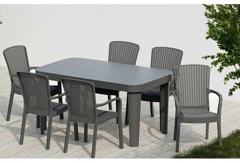 Mesa de Jardim Mojácar – 150x90 cm – Polipropileno Imitação Ratán Cinz