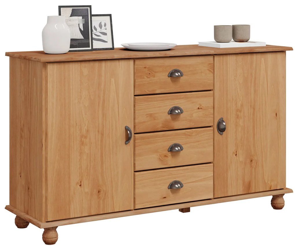 Sideboard 'ASKIM'133,5x40x79 cm Madeira de Pinheiro Sólido