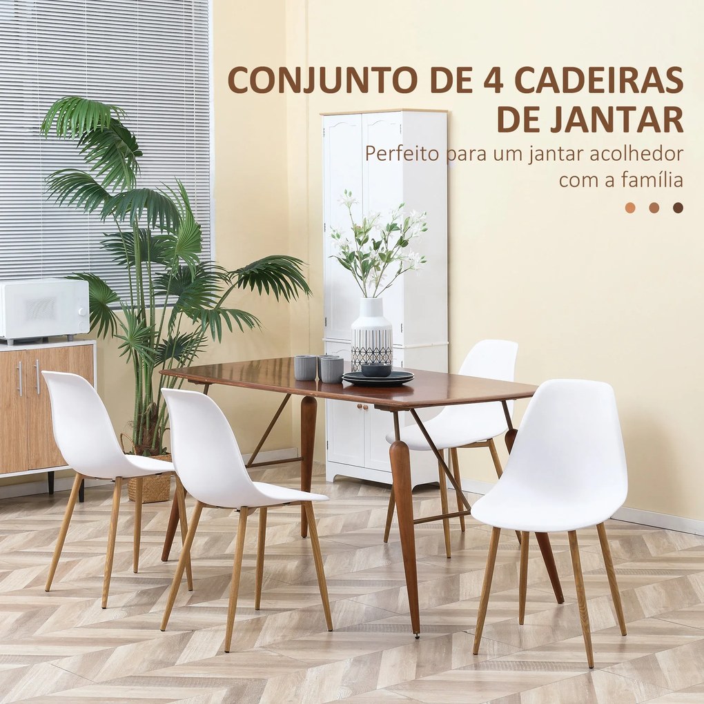 HOMCOM Conjunto de 4 Cadeiras de Sala de Estar Cadeiras de Cozinha com