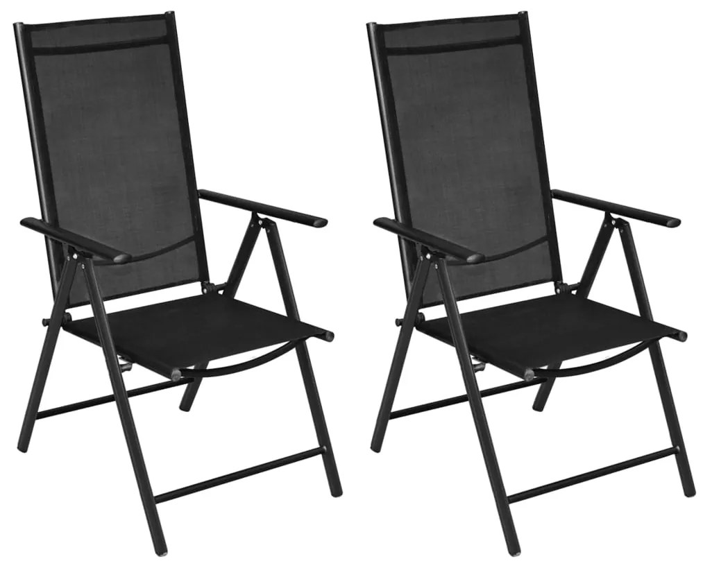 vidaXL Cadeiras de jardim dobráveis 2 pcs alumínio e textilene preto