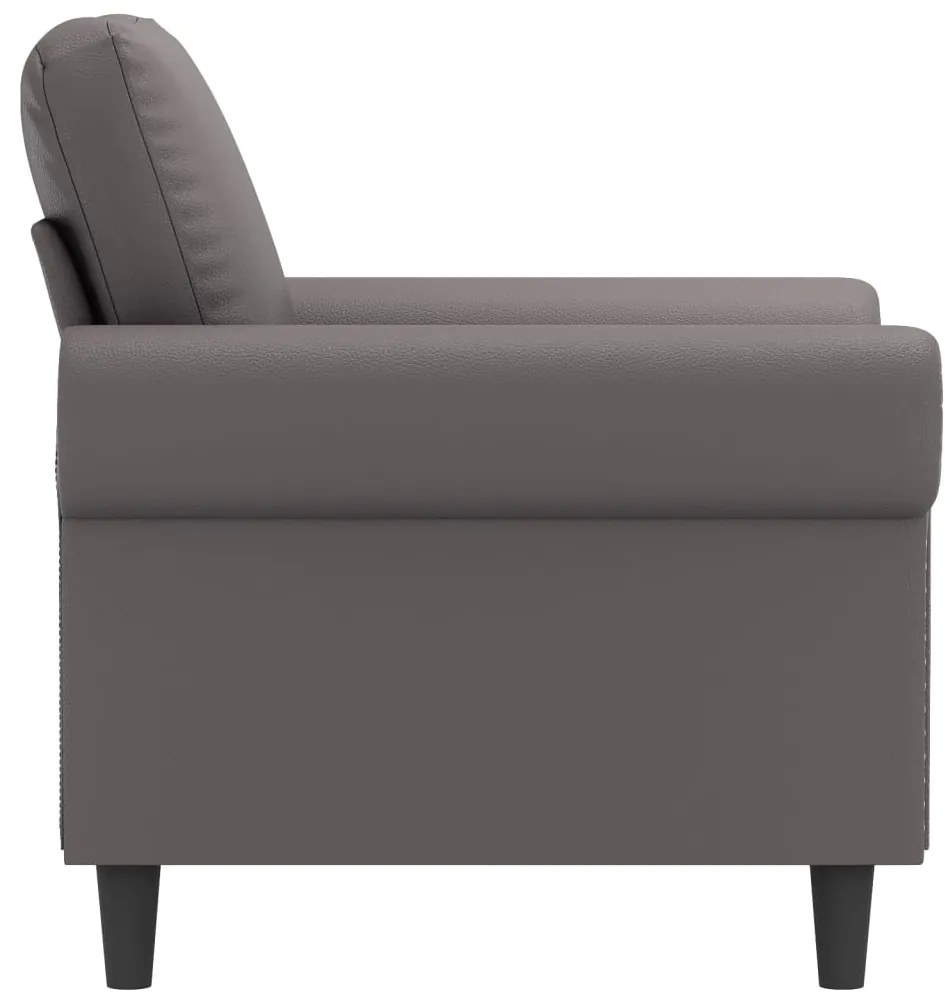 Poltrona 60 cm couro artificial cinzento