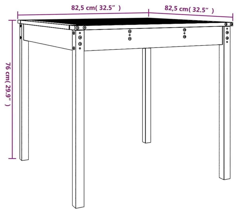 Mesa de jardim 82,5x82,5x76 cm madeira de pinho maciça cinzento