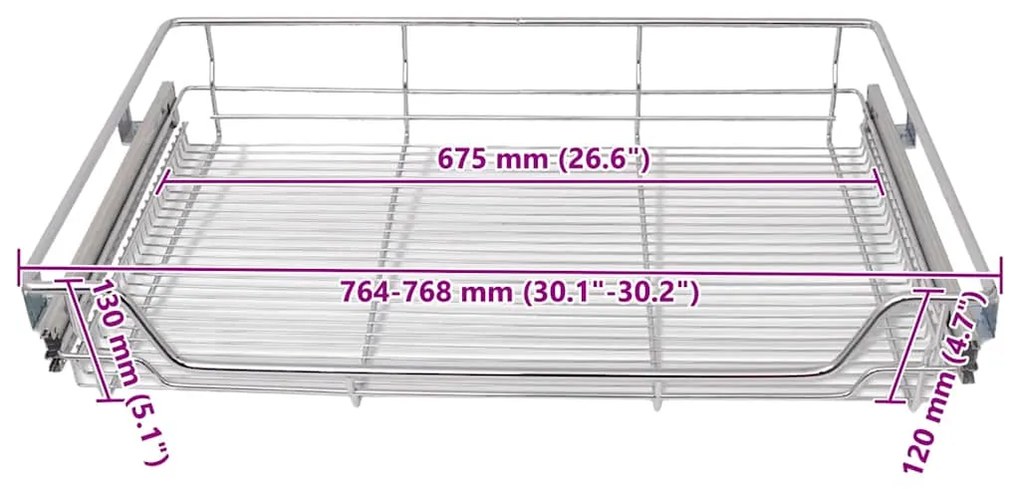 Cestos de arame extraíveis 2 pcs 800 mm prateado