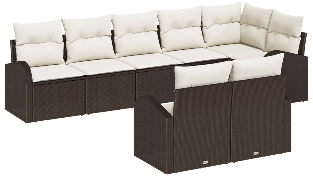 Conjunto de Sofá de Jardim vidaXL de 8 Peças com Almofadas Marrom Vime Poli