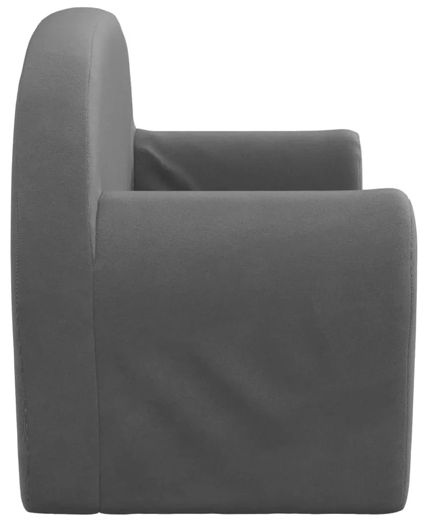 Sofá-cama infantil de 2 lugares pelúcia macia antracite