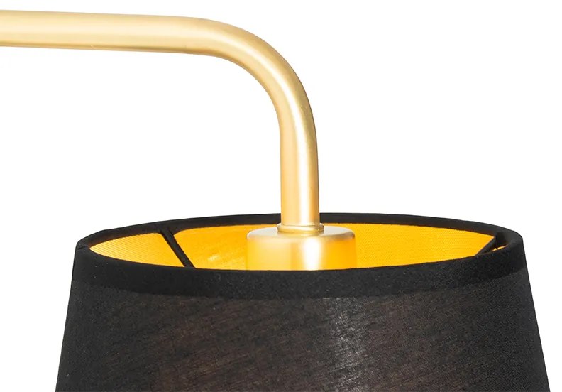 LED Candeeiro de parede moderno preto e dourado com luz de leitura - Renier Moderno