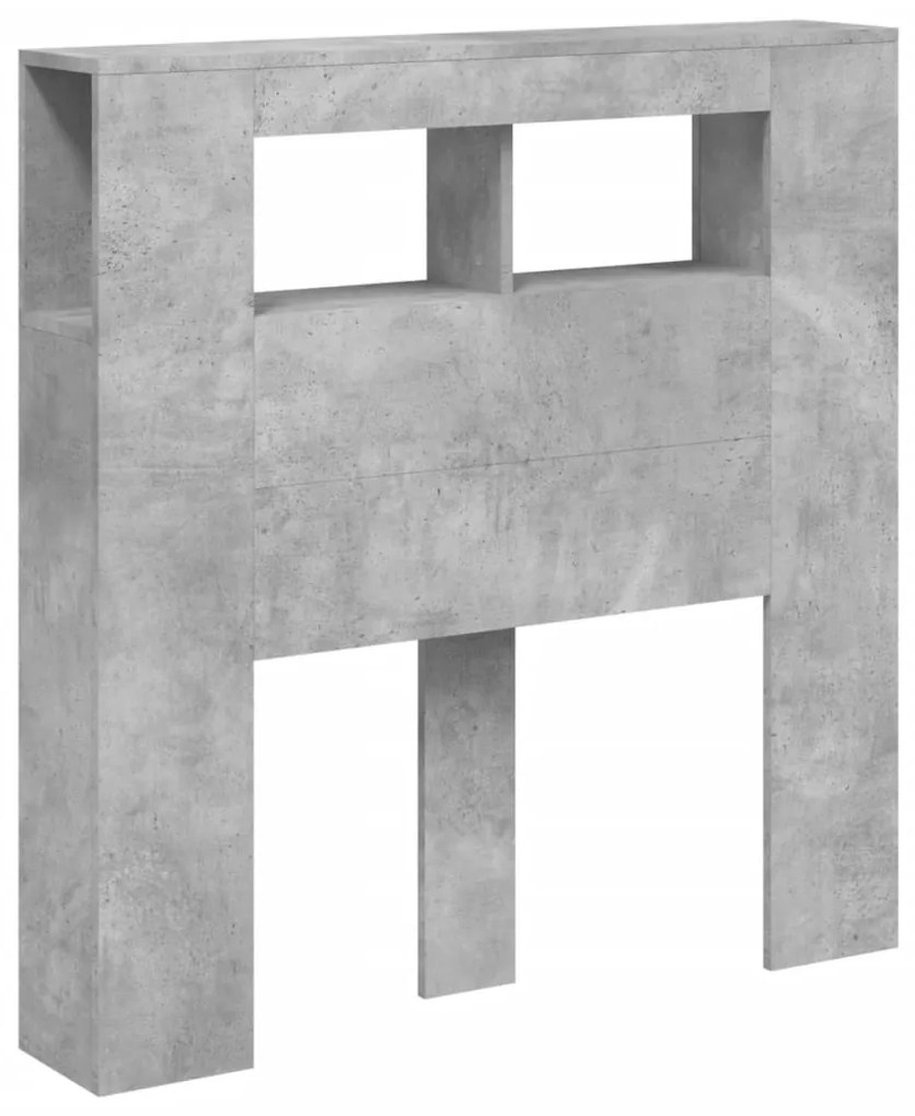 Cabeceira c/ LEDs 100x18,5x103,5 cm cinzento-cimento