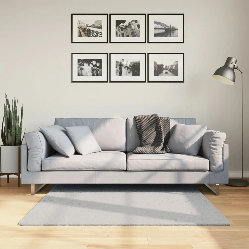vidaXL Tapete pelo curto macio e lavável HUARTE 120x120 cm cinzento