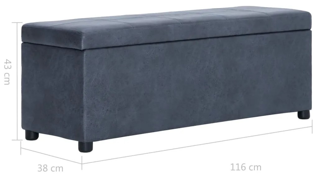 Banco c/ espaço arrumação 116 cm camurça artificial cinzento