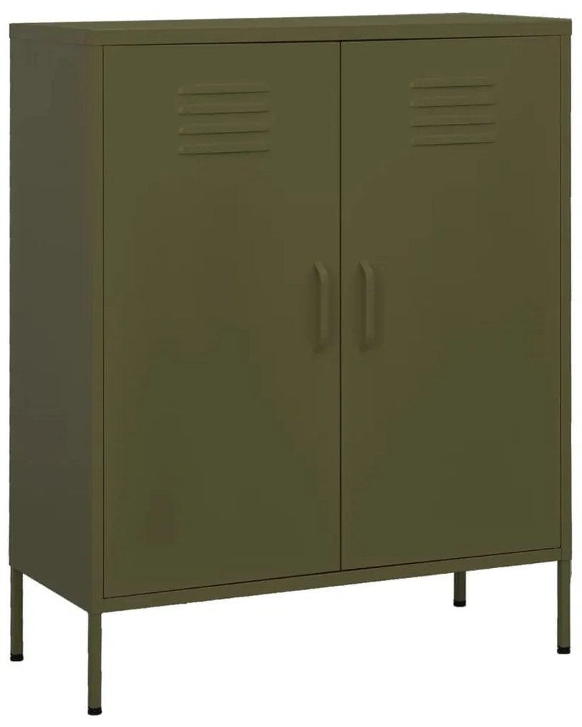 vidaXL Armário de arrumação aço 80x35x101,5 cm verde-azeitona