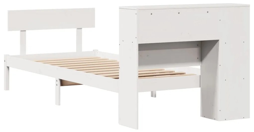 Cama com estante sem colchão 90x190 cm pinho maciço branco