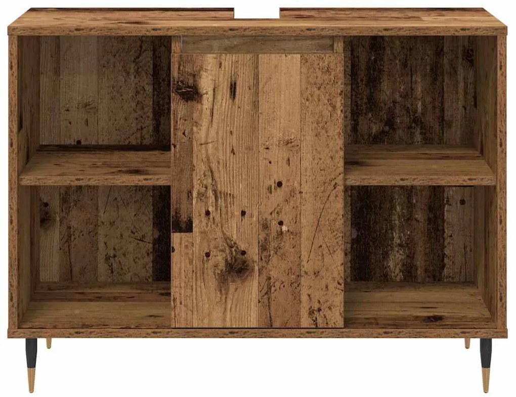 Conjunto de Móveis para Casa de Banho com 3 Peças de Madeira Antiga