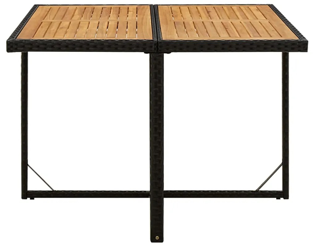9 pcs conjunto de jantar p/ jardim c/ almofadões vime PE preto
