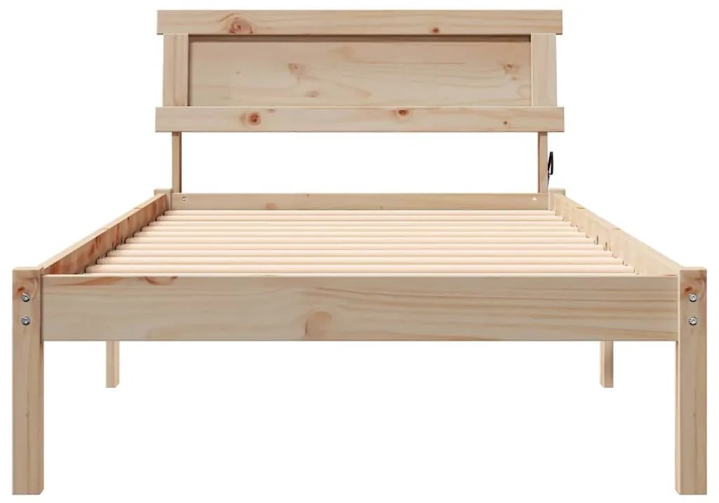 Estrutura da Cama com luzes de tira LED com cabeceira Castanho 90 x 19