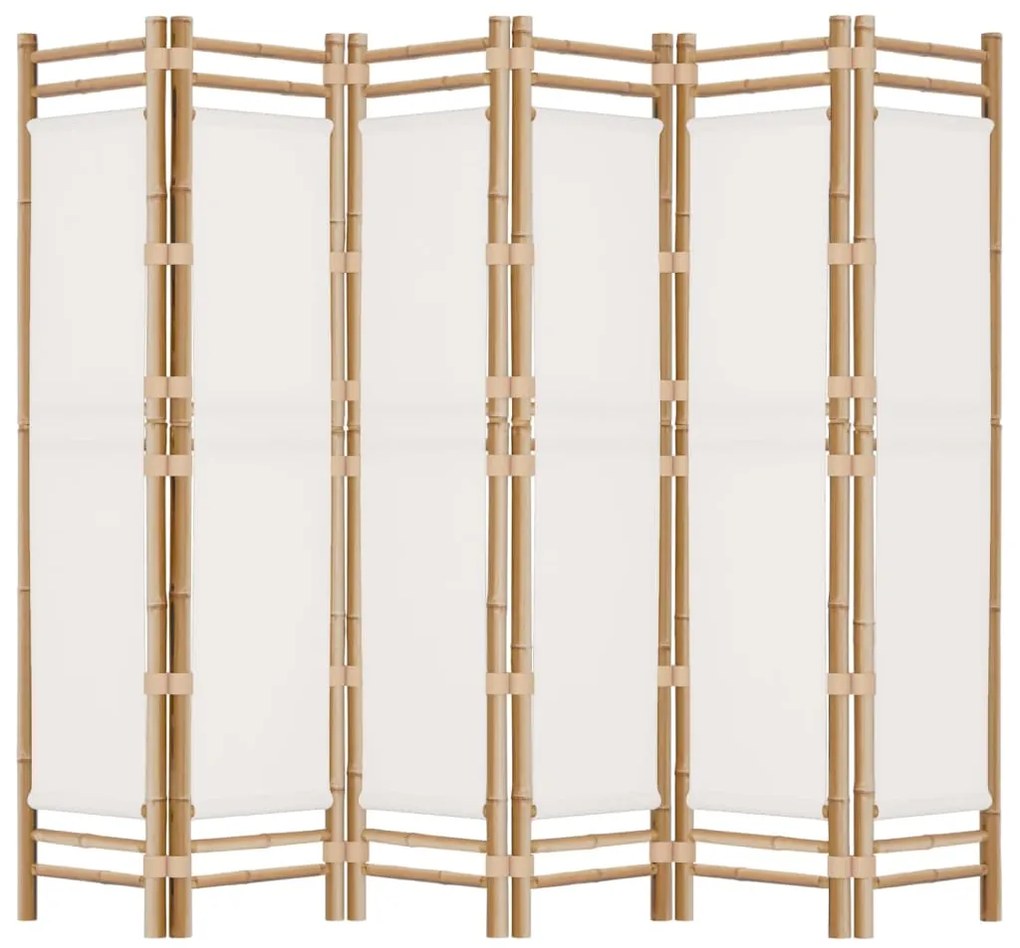 Divisória/biombo com 6 painéis dobráveis 240 cm bambu e lona