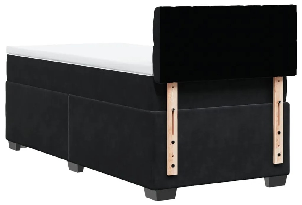 Cama box spring com colchão solteiro veludo preto