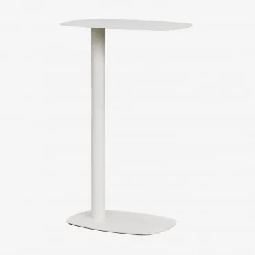 Mesa Auxiliar Retangular Para Jardim 40x25 Cm Em Aço Odelia ↑65 Cm & Gardénia Branco - Sklum
