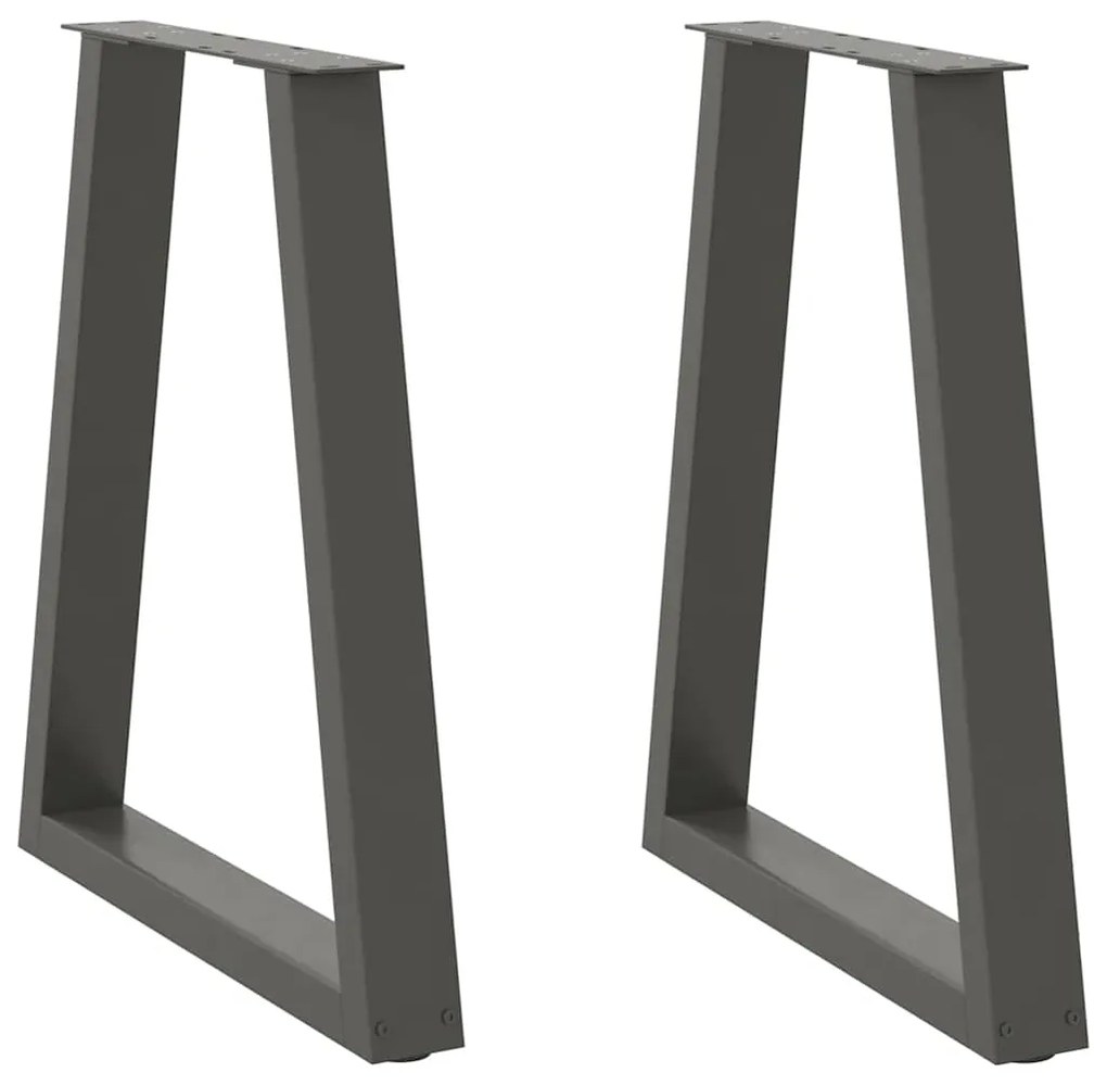 Pés para mesa de jantar em formato de V, 2 peças, antracite, 60x(72-73