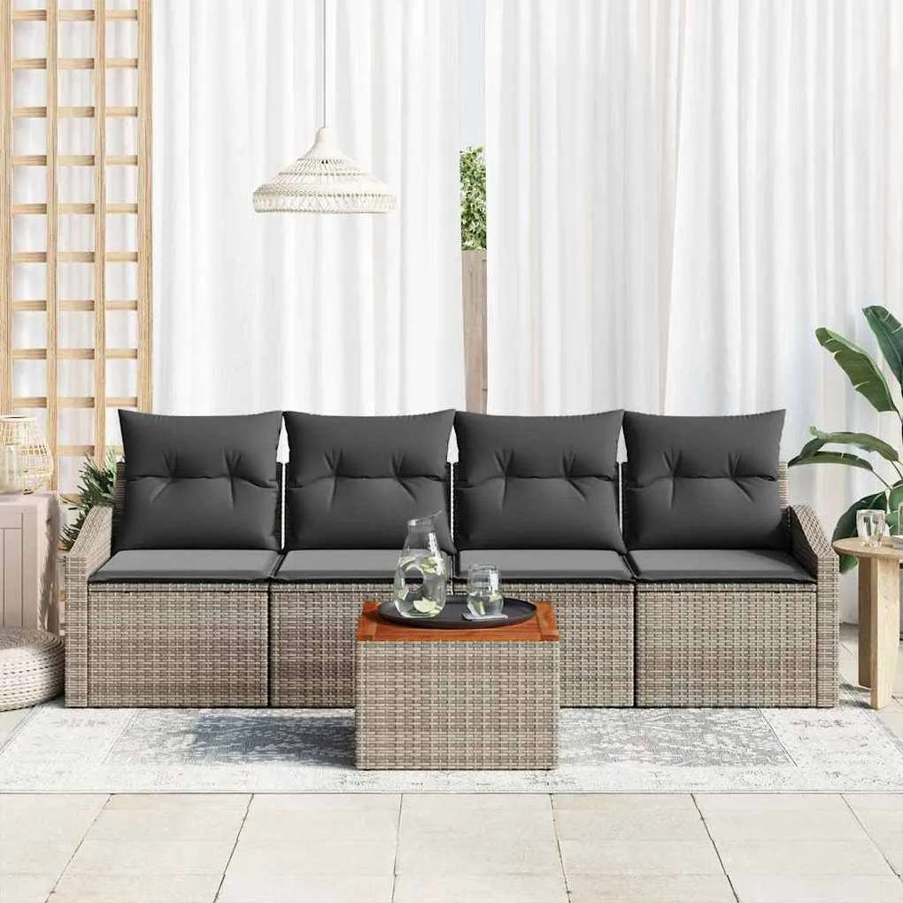 Conjunto de Sofá de Jardim 5 pcs Cinzeto 55 x 55 x 37 cm