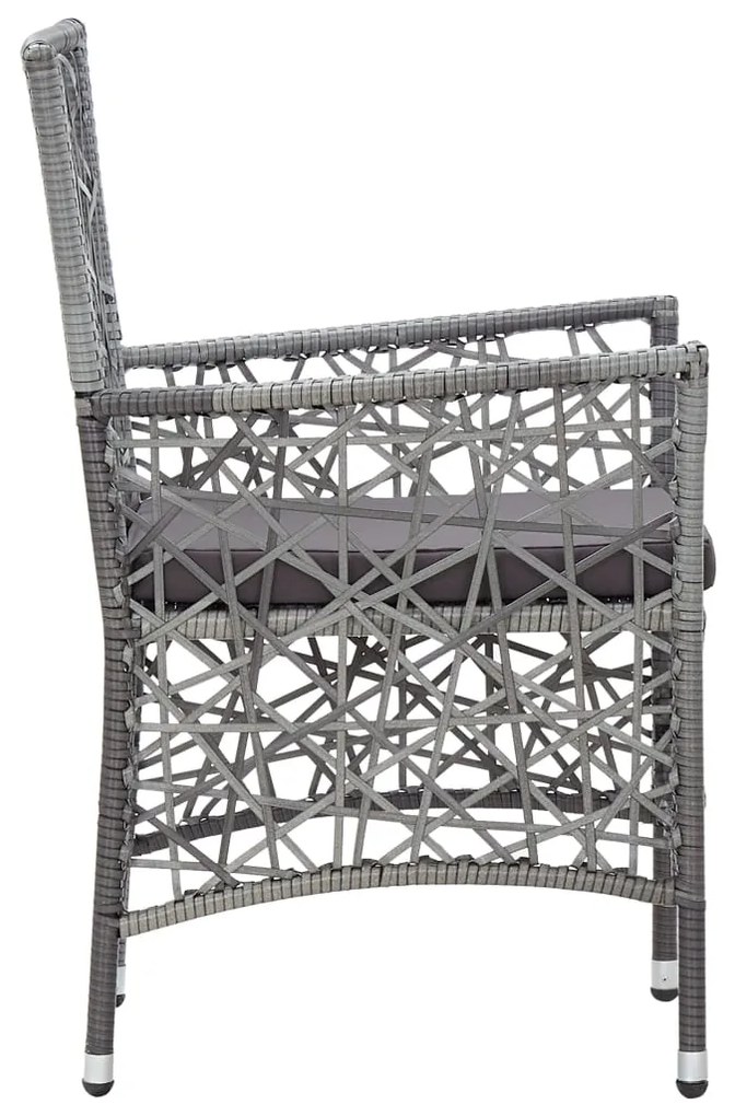 9 pcs conjunto de jantar para exterior vime PE cinzento