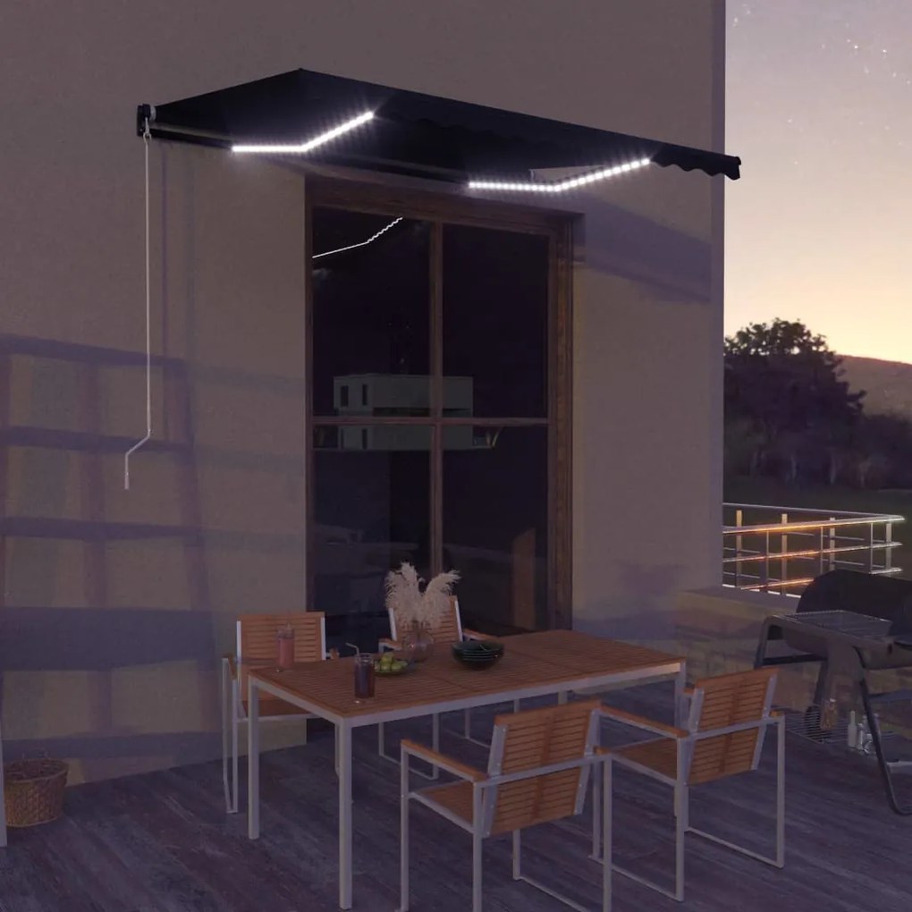 Toldo retrátil com sensor de vento e LED 350x250 cm antracite