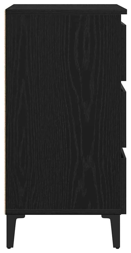Criado-mudo vidaXL com Pé de Metal Preto Carvalho 40x35x69 cm