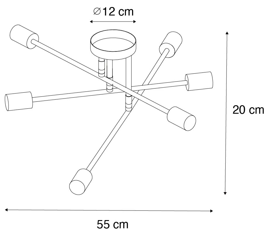 Candeeiro de teto industrial bronze escuro 6 luzes - Sydney Industrial