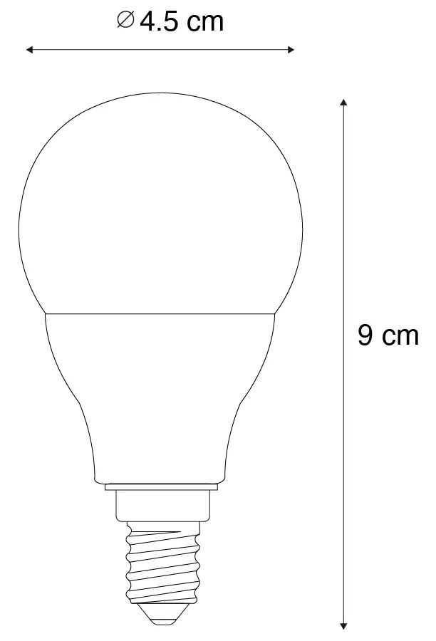 Conjunto de 5 lâmpadas LED E14 inteligentes reguláveis G45 Opal 4,9W 470 lm 2700-6500K