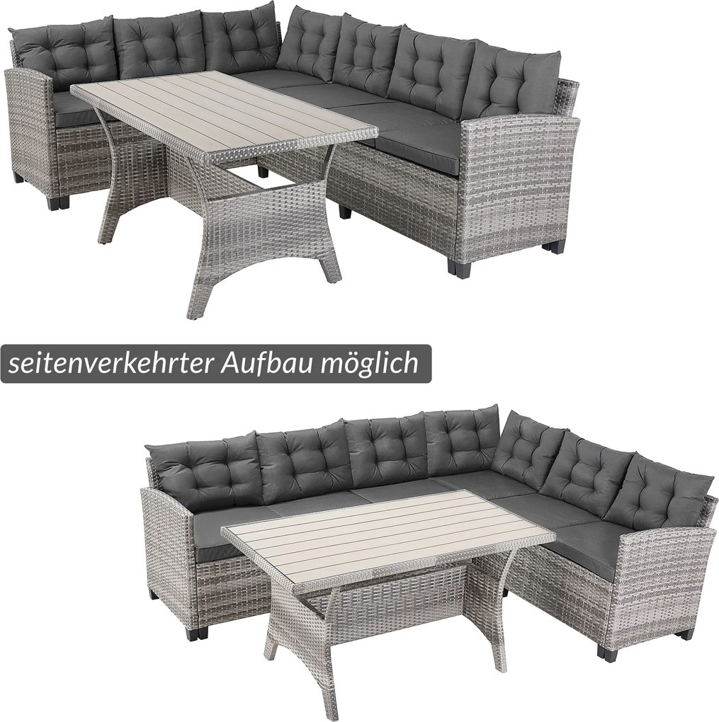 Conjunto Jardim de canto em Polyrattan Lisboa, incluindo almofadas cinzento/antracite