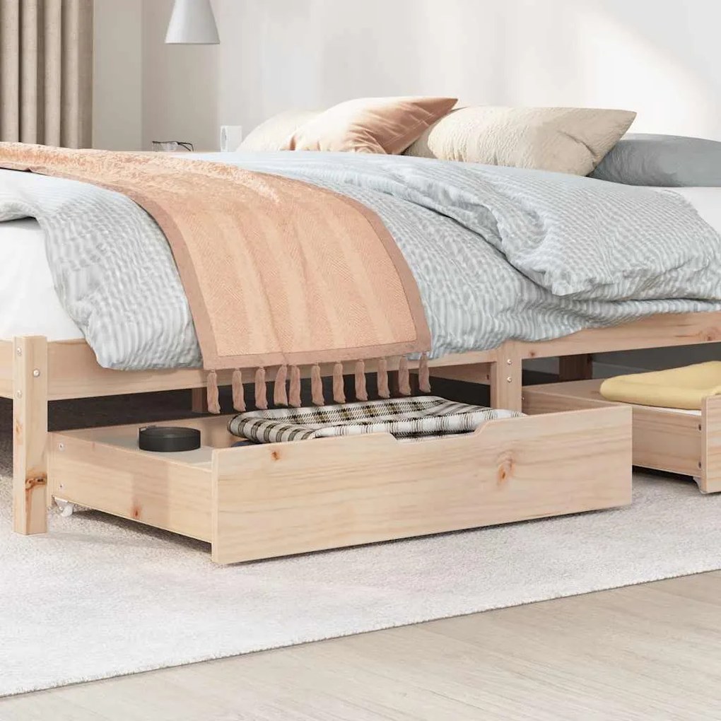 Gavetas para cama com rodas 2 pcs 80x55x17 cm pinho maciço