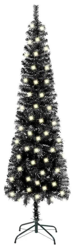 3077990 vidaXL Árvore de Natal fina com luzes LED 180 cm preto