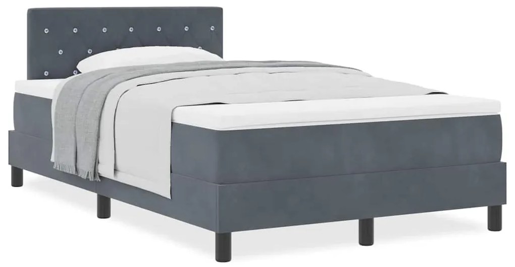 Cama Box com Colchão vidaXL Cinza Escuro 120x200 cm Veludo