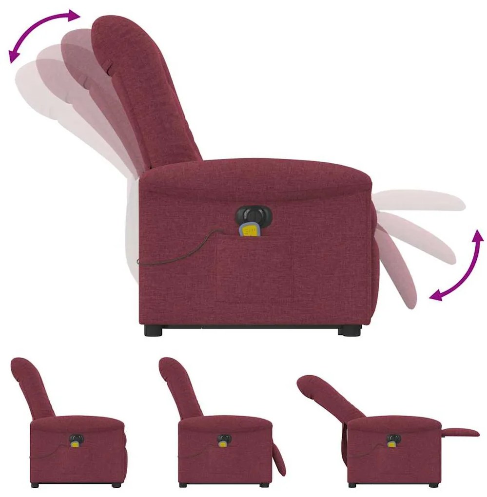 Poltrona elevatória de massagens elétrica tecido vermelho tinto