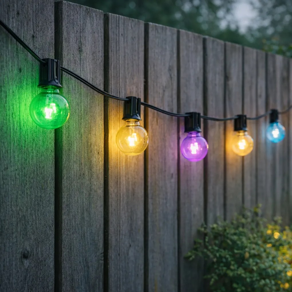 Fios de luzes exteriores 10m incl. LED 10 luzes RGBW solar - Russell