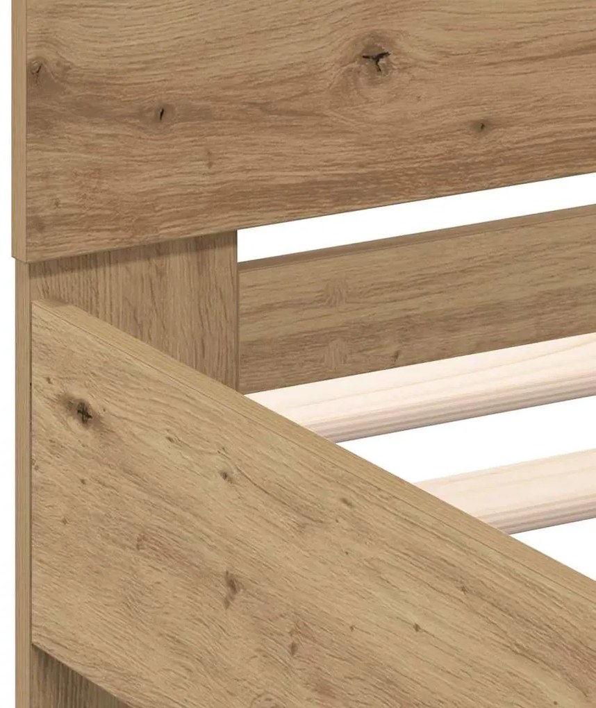 Cama vidaXL com Luzes de LED Carvalho Artisan 90x190 cm Madeira Revest