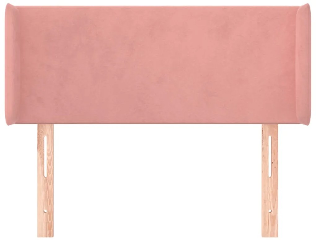 Cabeceira de cama c/ abas veludo 103x16x78/88 cm rosa