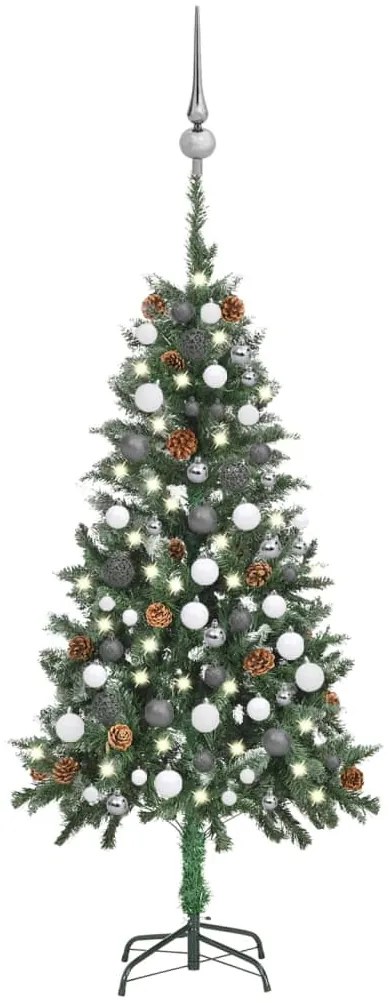 vidaXL Árvore Natal artificial pré-iluminada c/ bolas e pinhas 150 cm