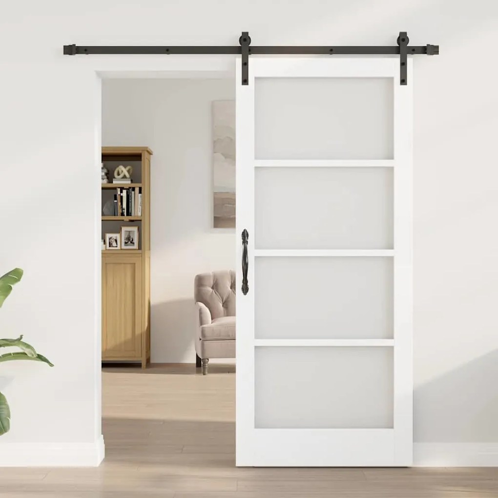 Porta Deslizante com Conjunto de Ferragens 'ORKDAL'Branco Madeira Sóli