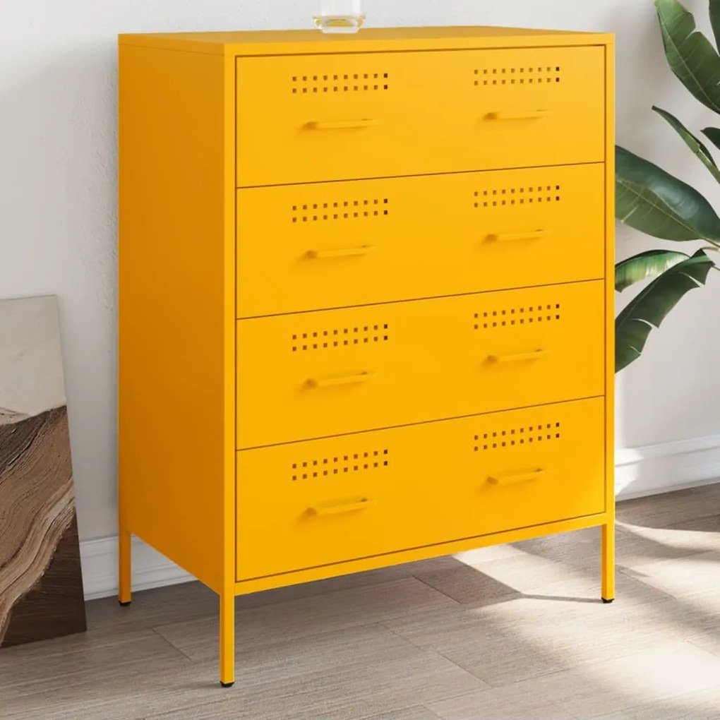 vidaXL Aparador 68x39x89 cm aço amarelo mostarda