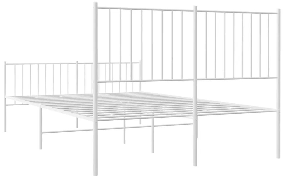 Estrutura de cama com cabeceira e pés 140x200 cm metal branco