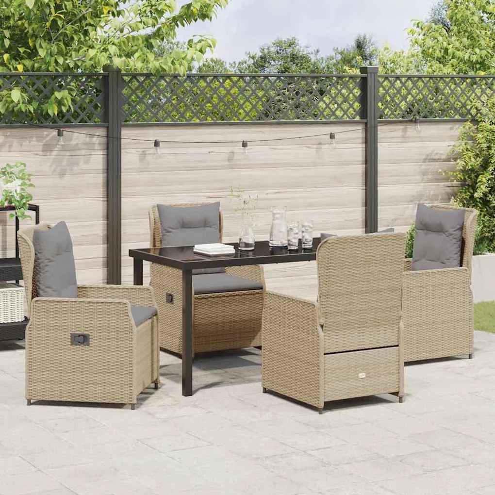 Conjunto de Jantar de Jardim 5 Peças Bege em Rattan Sintético