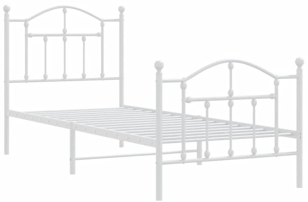 Estrutura de cama com cabeceira e pés 90x200 cm metal branco