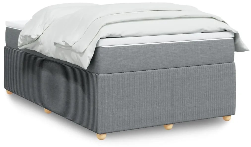 Cama boxspring com colchão 120x190 cm tecido cinzento-claro