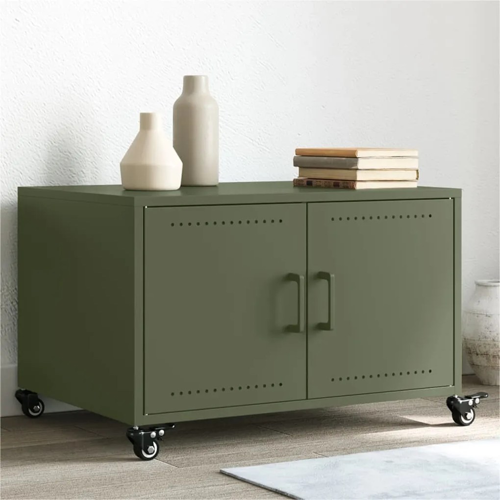 vidaXL Mesa de centro 68x50x43,5 cm aço verde azeitona