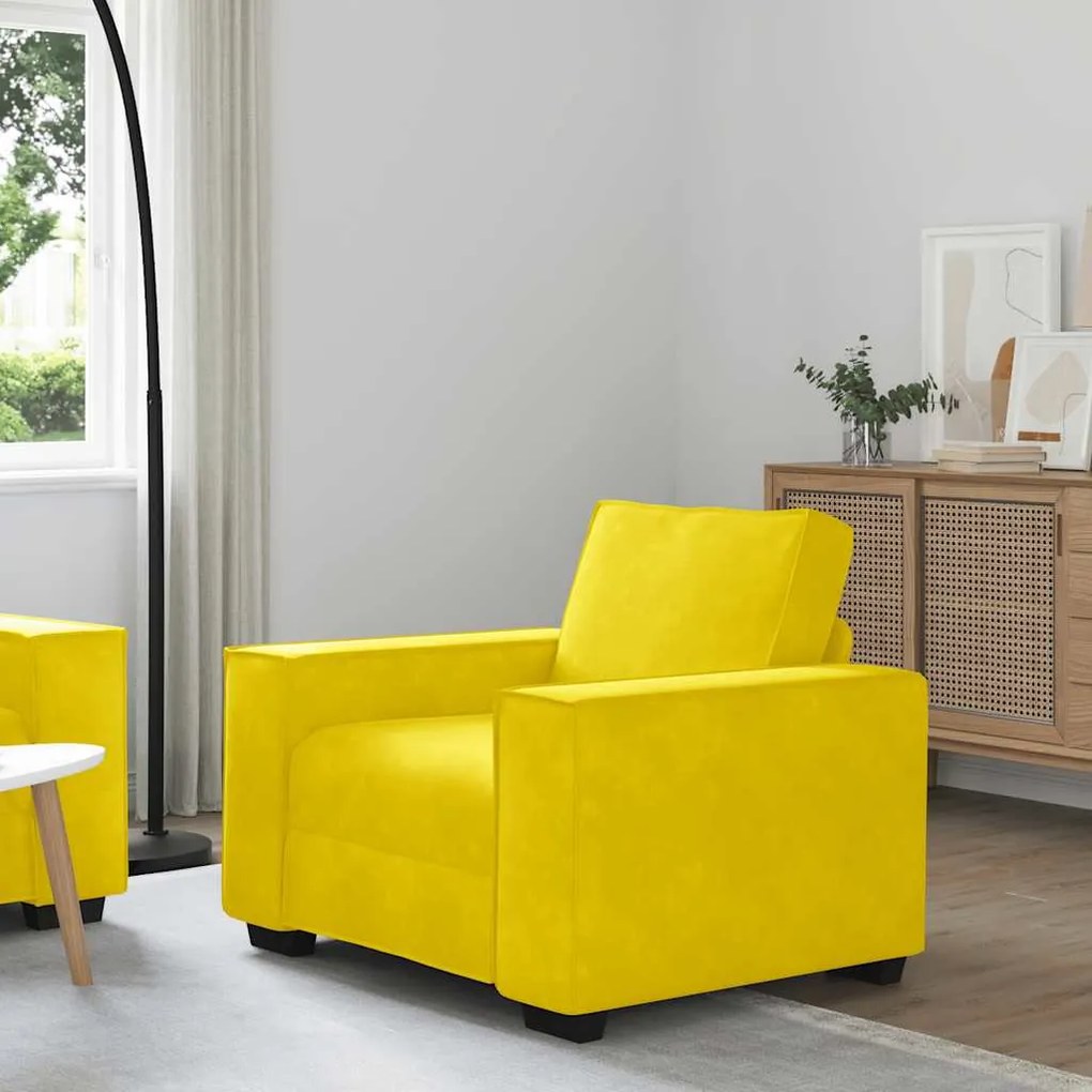 vidaXL Poltrona 60 cm veludo amarelo