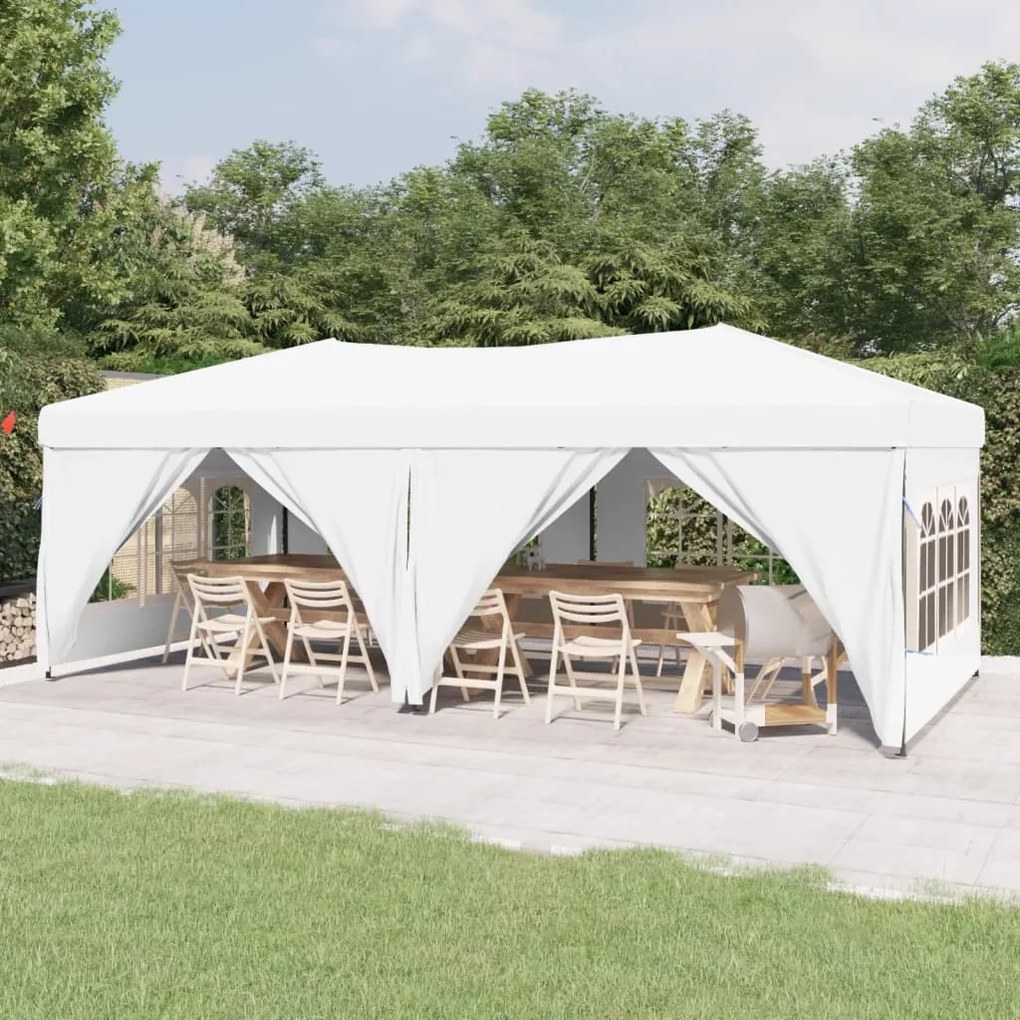 93545 vidaXL Tenda para festas dobrável com paredes laterais 3x6 m branco