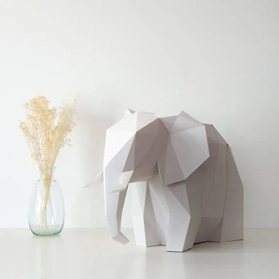 Big Elephant - DIY Colour Paperlamp - Soft Blue