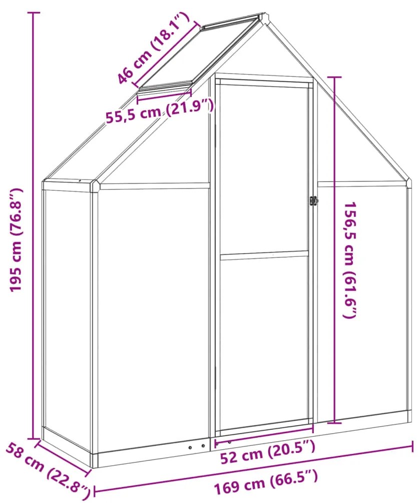 Estufa com estrutura de base 169x58x195 cm alumínio antracite