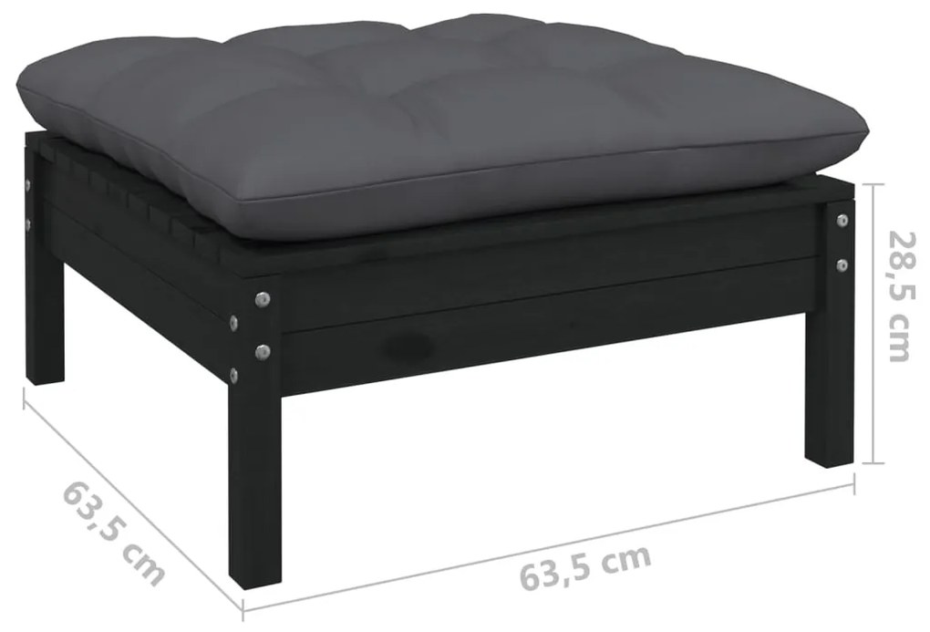 6 pcs conjunto lounge de jardim c/ almofadões pinho preto