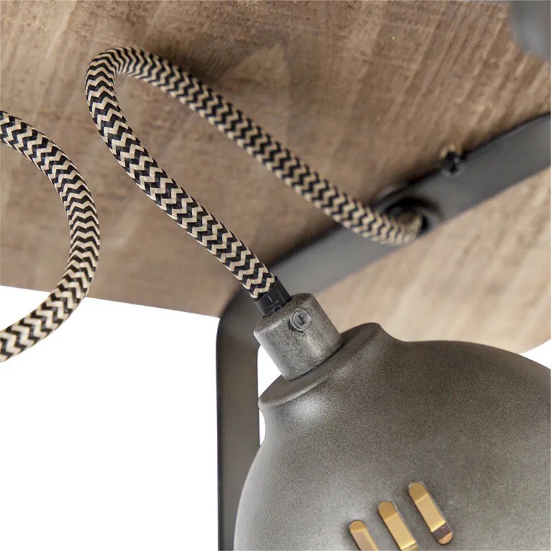 LED Candeeiro de teto inteligente em aço com madeira incl. 4 GU10 WiFi - Emado Industrial